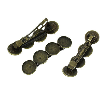 H004 - 10 pcs Antique Bronze French Hair Barrettes Hair Clips - 85mm x 22mm (3.35" x 0.8") - 20mm Glue Pad - 4 Bezels - EXTRA LARGE