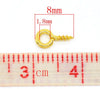 BA001A - 100 pcs. Gold Plated Screw Eyes Bails Top Drilled - 8mm x 4mm