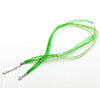 N031 - 15 pcs. Green Organza Ribbon Waxen Cord Necklaces with Lobster Clasp - 17 inch (43 cm) - Claw Clasp