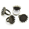 RB013 - 5 pcs. Antique Bronze ADJUSTABLE Cabochon Setting Bezel RING bases settings - Ring Size 7 US - Glue Pad 20mm