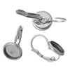 E262 - 10 pcs. 304 Stainless Steel Earring Clips Settings Lever Back Bezels Cabochons - 8mm Glue Pad Setting
