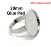 RB014 - 10 pcs. Silver Tone ADJUSTABLE Cabochon Setting Bezel RING bases settings - Ring Size 7 US - Glue Pad 20mm