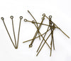 A002 - 100 pcs. Bronze Tone Eye Head Pins - 50mm x 0.7mm - 21 Gauge