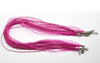 N032 - 15 pcs. Hot Pink Fuchsia Organza Ribbon Waxen Cord Necklaces with Lobster Clasp - 17 inch (43 cm) - Claw Clasps and Extender Chains!