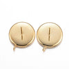 E263 - 10 pcs 304 Stainless Steel Golden Earring Posts Studs Settings Bezels Cabochons Tacks with Loop - 12mm Glue Pad Setting - Perpendicular Loop