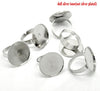 RB014 - 10 pcs. Silver Tone ADJUSTABLE Cabochon Setting Bezel RING bases settings - Ring Size 7 US - Glue Pad 20mm
