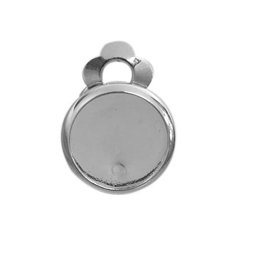 E162 - 10 pcs. Silver Tone Earring Clips Settings Hinged Bezels Cabochons - 10mm Glue Pad Setting