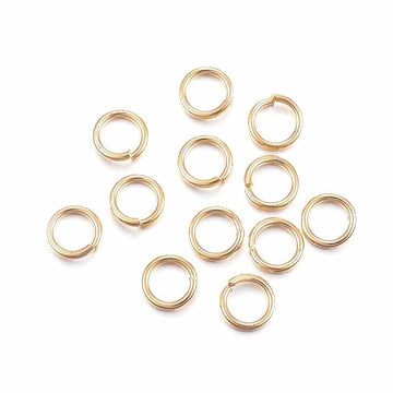 J706 - 50 pcs 304 Stainless Steel Open Jump Rings 5mm - 18 Gauge (1mm Thick) - Gold Plated