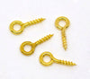 BA049A - 100 pcs. Gold Plated Screw Eyes Bails Top Drilled - 10mm x 4mm