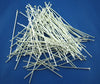 A003 - 100 pcs. Silver Plated Flat Head Pins - 50mm (2 inch) x 0.7mm 21 Gauge