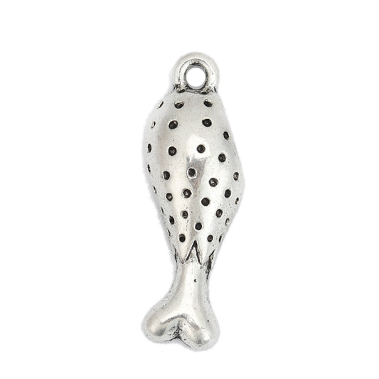 P819 - 10 pcs. Antique Silver Turkey Leg Charms Pendants - 25mm x 9mm