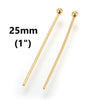 A028 - 100 pcs. 304 Stainless Steel Ball Head Pins - 25mm (1") - 0.6mm Thick - 1.8mm Ball Size - Golden