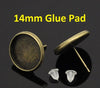 E168A - 10 pcs. Antique Bronze Earring Posts Studs Settings Bezels Cabochons Tacks - 14mm Glue Pad Setting - Made of Copper