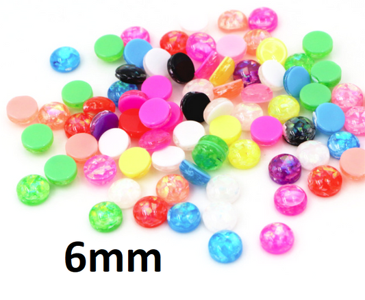 CA184 - 10 pcs Resin Embellishment Cabochons Metal Mosaic Foil - Assortment - 6mm - Circle - Cameo