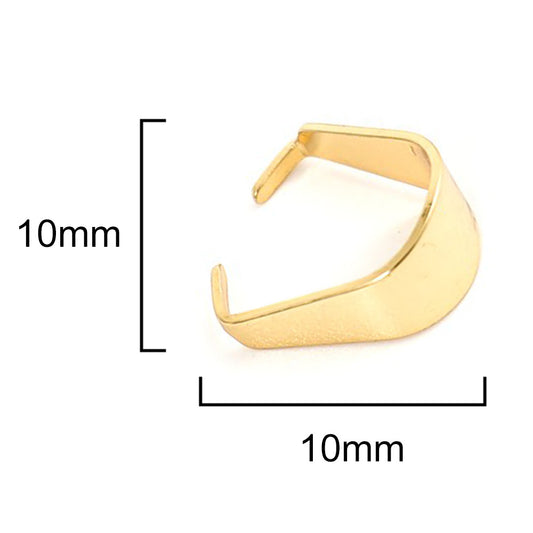 BA002 - 10 pcs. 304 Stainless Steel Gold Plated Pinch Clip Bails for Pendants and Beads - 10mm x 10mm - Tarnish Resistant