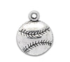 BD172 - 25 pcs. Antique Silver Baseball Charms Pendants - 18mm x 14.5mm