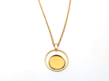 B115 - 3 pcs. 304 Stainless Steel Golden Chain Necklaces - 20" (50.8cm) - 12mm Bezel - Ring Style