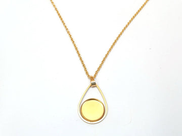 B118 - 3 pcs. 304 Stainless Steel Golden Chain Necklaces - 20" (50.8cm) - 12mm Bezel - Teardrop Style