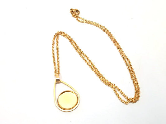 B118 - 3 pcs. 304 Stainless Steel Golden Chain Necklaces - 20" (50.8cm) - 12mm Bezel - Teardrop Style