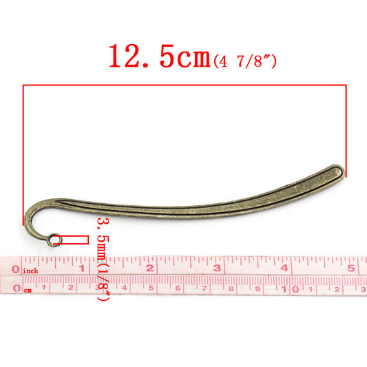 BK-AB1 - 5 pcs. Antique Bronze Bookmark Hooks - Blanks - 125mm (4.92 inch)