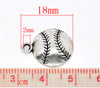 BD172 - 25 pcs. Antique Silver Baseball Charms Pendants - 18mm x 14.5mm
