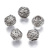 BD011 - 50 pcs Antique Silver Filigree Metal Rondelle Ball Spacer Beads - 10mm - Large Hole: 5mm - Fits European Cords and Paracord!