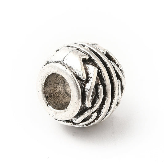 BD012 - 20 pcs Antique Silver Filigree Metal Rondelle Ball Spacer Beads - 11mm - Large Hole: 4.7mm - Fits European Cords and Paracord!