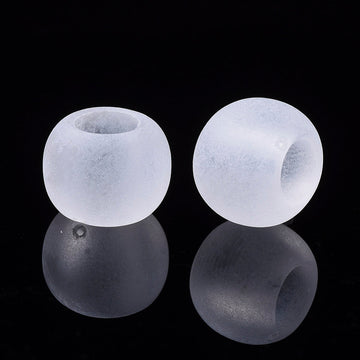 BD016 - 100 pcs. Clear Acrylic Frosted Transparent Ball Spacer Beads - 10mm - Large Hole: 5mm - MATTE - Fits European Cords and Paracord!