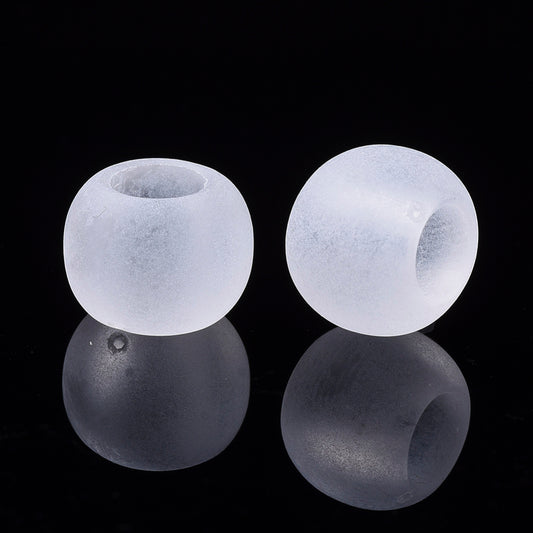 BD016 - Clear Acrylic Frosted Transparent Ball Spacer Beads - 10mm - Large Hole: 5mm - MATTE - Fits European Cords and Paracord!