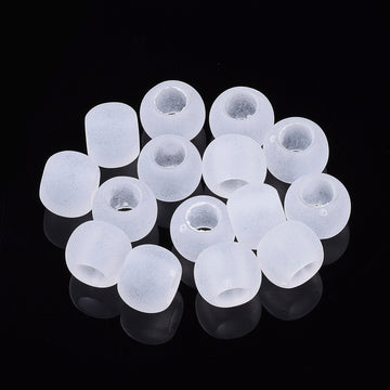 BD016 - Clear Acrylic Frosted Transparent Ball Spacer Beads - 10mm - Large Hole: 5mm - MATTE - Fits European Cords and Paracord!