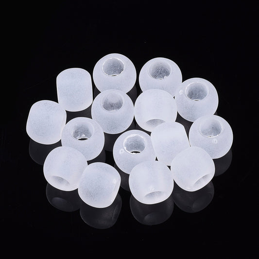 BD016 - Clear Acrylic Frosted Transparent Ball Spacer Beads - 10mm - Large Hole: 5mm - MATTE - Fits European Cords and Paracord!