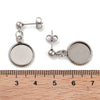 E017 -  10 pcs. 304 Stainless Steel Earring Dangle Hooks Settings Bezels Cabochons - 12mm to 20mm Glue Pad Settings - Assortment