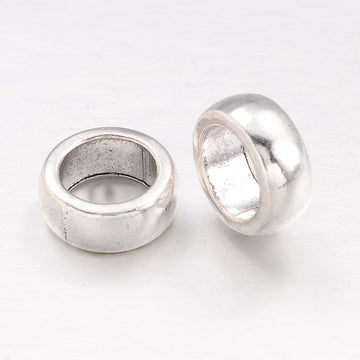 BD021 - 20 pcs Antique Silver Tone METAL Smooth Rondelle Spacer Beads - 11mm - Large Hole: 7.5mm - Fits European Cords and Paracord!