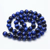 BD050 - 48 pcs Tiger Eye Black and Blue Swirl Round Beads - 8mm - Hole Size: 1mm - 15" Strand