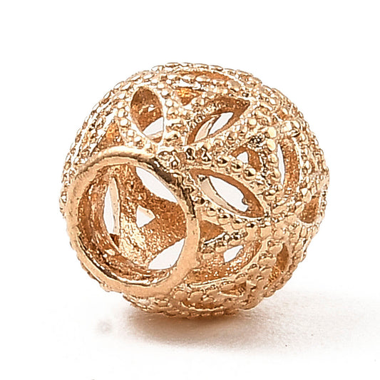BD055 - 10 pcs. KC Gold Metal Filigree Floral Ball Spacer Beads - 10mm - Large Hole: 4.5mm - Fits European Cords and Paracord!
