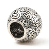 BD075 - 50 pcs. Antique Silver Metal Textured Round Ball Spacer Beads - 10mm - Large Hole: 5mm - Fits European Cords and Paracord!