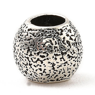 BD075 - 50 pcs. Antique Silver Metal Textured Round Ball Spacer Beads - 10mm - Large Hole: 5mm - Fits European Cords and Paracord!