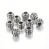 BD101 - 10 pcs. Antique Silver Metal Checkered Round Spacer Beads - 11mm - Large Hole: 5mm - Fits European Cords and Paracord!