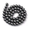 BD158 - 8mm Silver Charcoal Glass Pearl Imitation Round Beads - 32 inch strand - Approx. 100 beads - Hole Size: 1mm