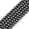 BD158 - 8mm Silver Charcoal Glass Pearl Imitation Round Beads - 32 inch strand - Approx. 100 beads - Hole Size: 1mm