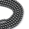 BD158 - 8mm Silver Charcoal Glass Pearl Imitation Round Beads - 32 inch strand - Approx. 100 beads - Hole Size: 1mm