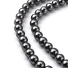 BD158 - 8mm Silver Charcoal Glass Pearl Imitation Round Beads - 32 inch strand - Approx. 100 beads - Hole Size: 1mm