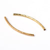 BD185 - Golden Noodle Twisted Textured Pattern Tube Long Thin Curved Beads - 35mm x 2mm (1.38" x 0.08")