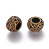 BD217 - 10 pcs Antique Bronze Carved Filigree METAL Rondelle Spacer Beads - 11mm - Large Hole: 5mm - Fits Paracord and European Beads!
