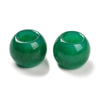 BD220 - 10 pcs Green Smooth Gemstone Natural Stone Round Spacer Beads - Dyed Jade - 12mm - Large Hole: 5.5mm - Fits European Cords and Paracord!