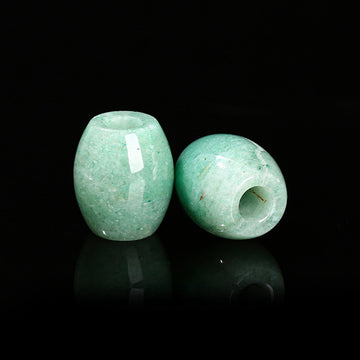 BD229 - 3 pcs Green Aventurine Smooth Gemstone Natural Stone Barrel Spacer Beads - 18mm x 15mm - Large Hole: 6mm - Fits European Cords and Paracord!