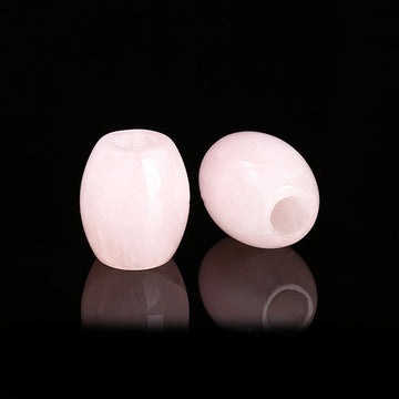 BD231 - 3 pcs Rose Quartz Smooth Gemstone Natural Stone Barrel Spacer Beads - 18mm x 15mm - Large Hole: 6mm - Fits European Cords and Paracord!
