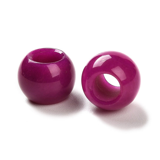 BD375 - 10 pcs Pink Smooth Gemstone Natural Stone Round Spacer Beads - Jade - 12mm - Large Hole: 5.5mm - Fits European Cords and Paracord!