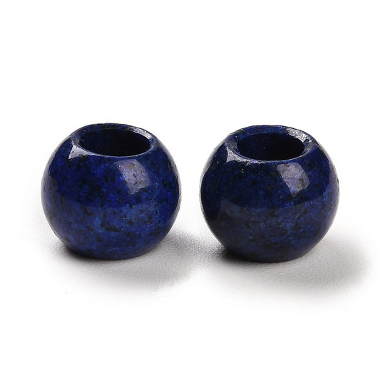 BD382 - 10 pcs Synthetic Blue Lapis Lazuli Smooth Round Spacer Beads - 12mm - Large Hole: 5.5mm - Fits European Cords and Paracord!