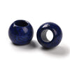 BD382 - 10 pcs Synthetic Blue Lapis Lazuli Smooth Round Spacer Beads - 12mm - Large Hole: 5.5mm - Fits European Cords and Paracord!